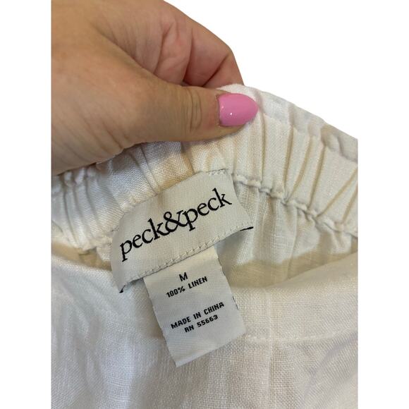 Peck & Peck Linen Wide Leg Coastal Grandma Cowboy Relaxed Pants - Size Medium - Picture 3 of 4